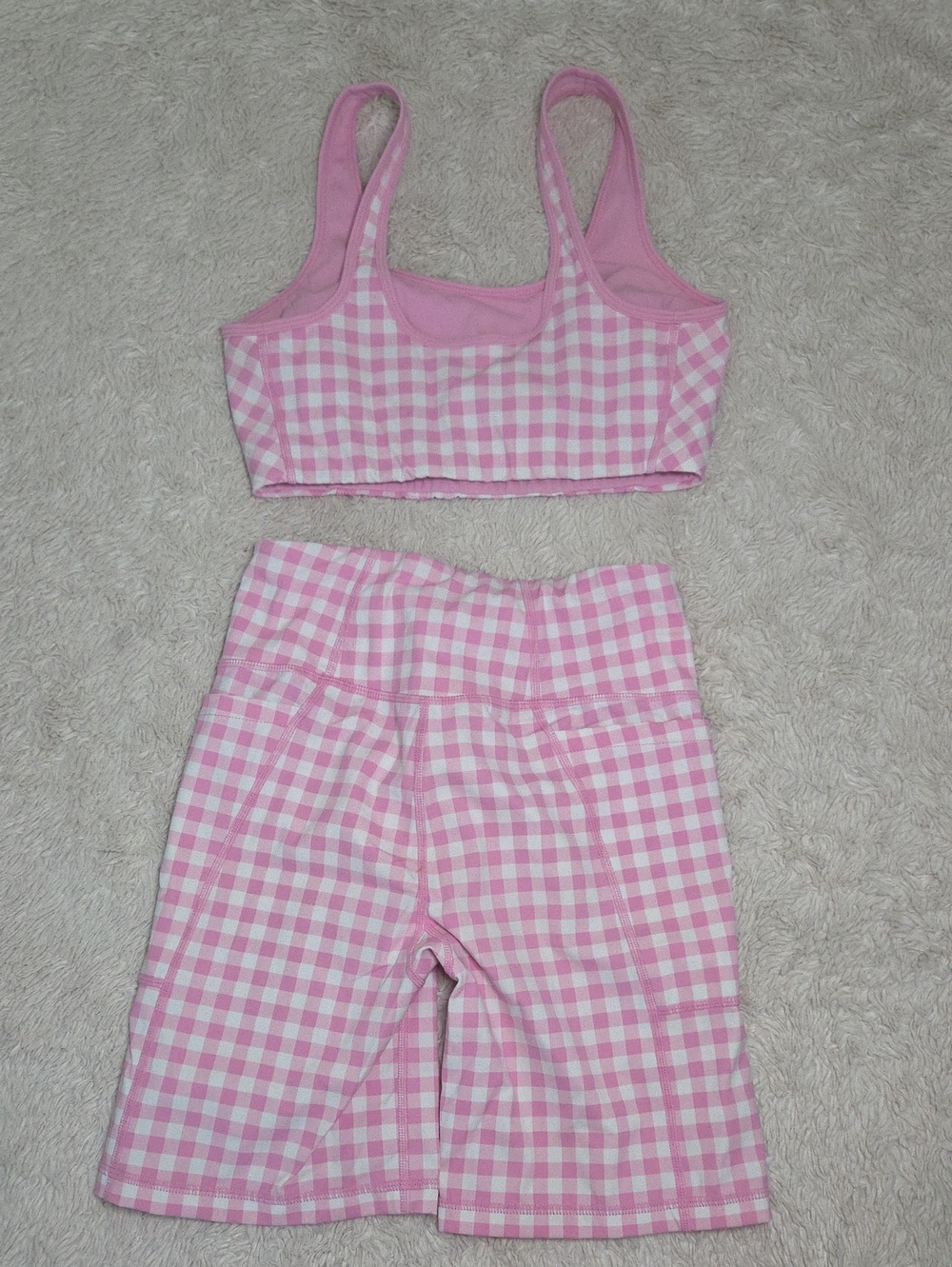 Women's Draper James Pink Plaid Workout Set Sz XS - Picture 7 of 8